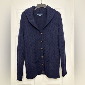 Ralph Lauren Navy Cable Shawl-Collar Cardigan